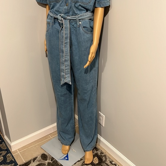 Women's Denim Cargo Jumpsuit - Universal Thread™ Medium Wash, wide legs - Picture 9 of 14